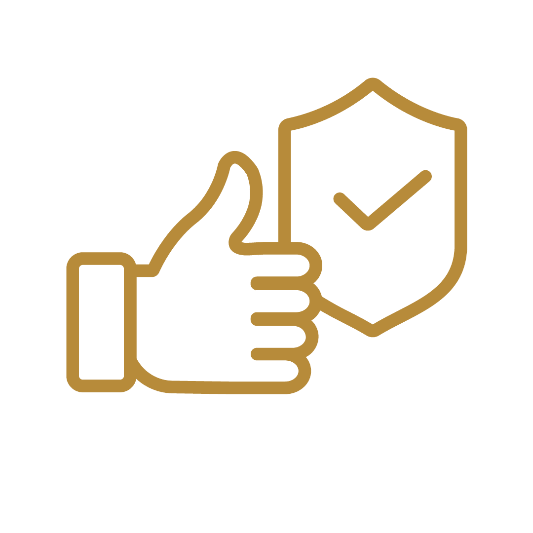 Daumen hoch mit Schutzsymbol