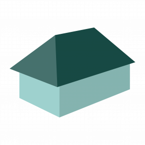 Haus-Icon mit einem vierseitig geneigten Walmdach, ideal zur Darstellung traditioneller Dachformen