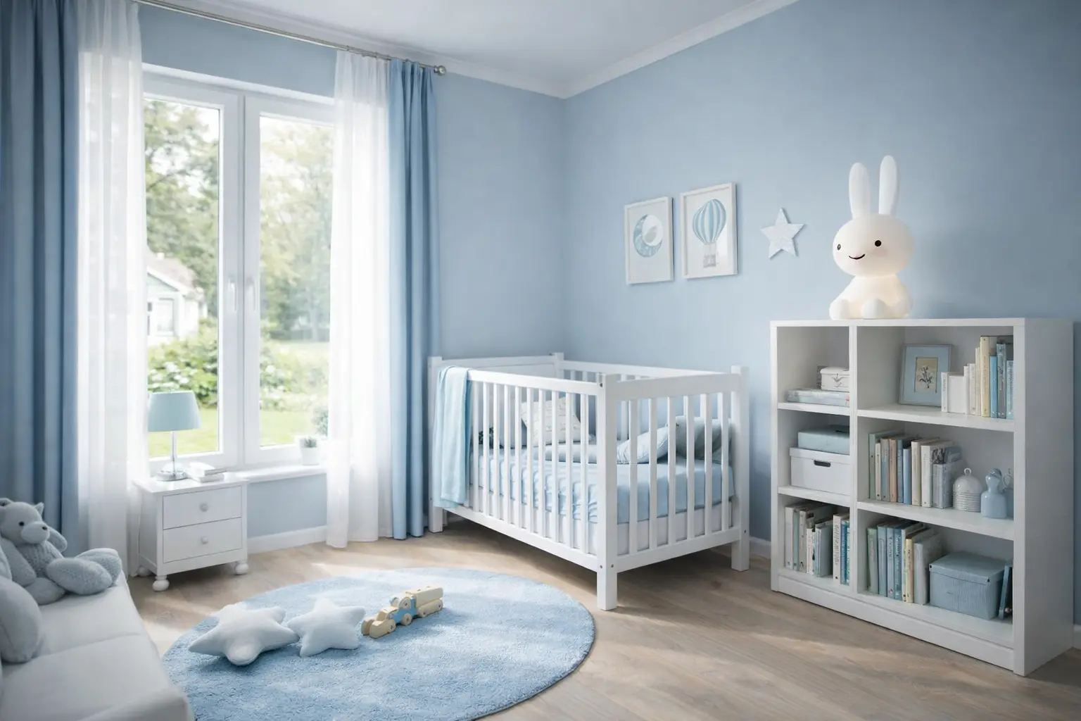 Haus für die Familie: Helles Kinderzimmer mit blauen Tönen