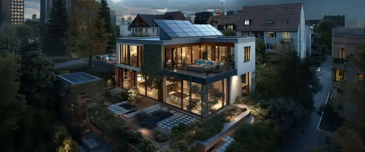 Moderne Villa mit Solarpanelen
