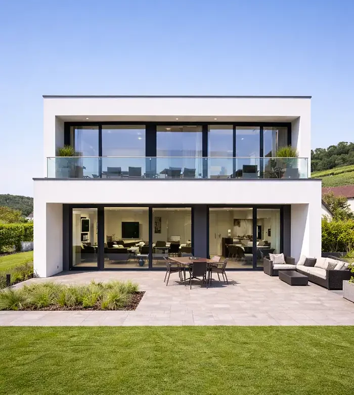 Massivhaus bauen Nieder-Olm: Modernes Haus mit Garten und Aussicht