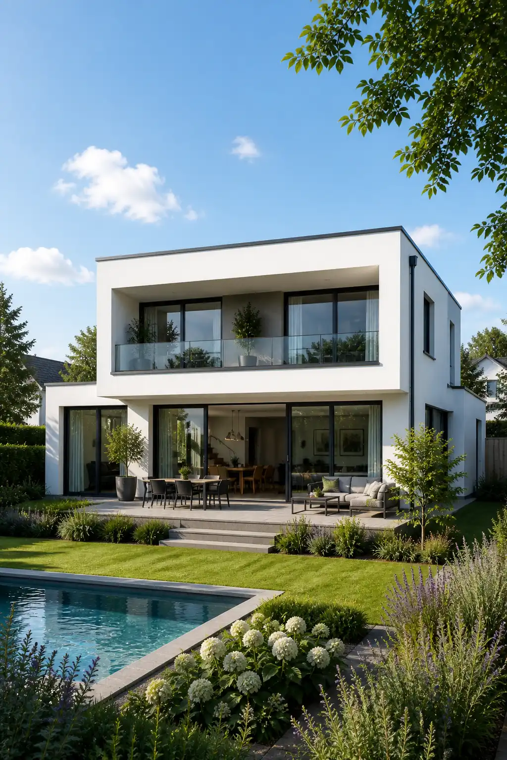 Massiv bauen in Wiesbaden: Modernes Haus mit Garten und Pool